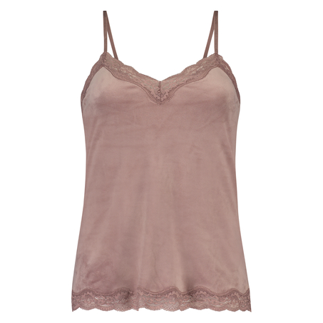 Cami-topp Velours Lace, Rosa