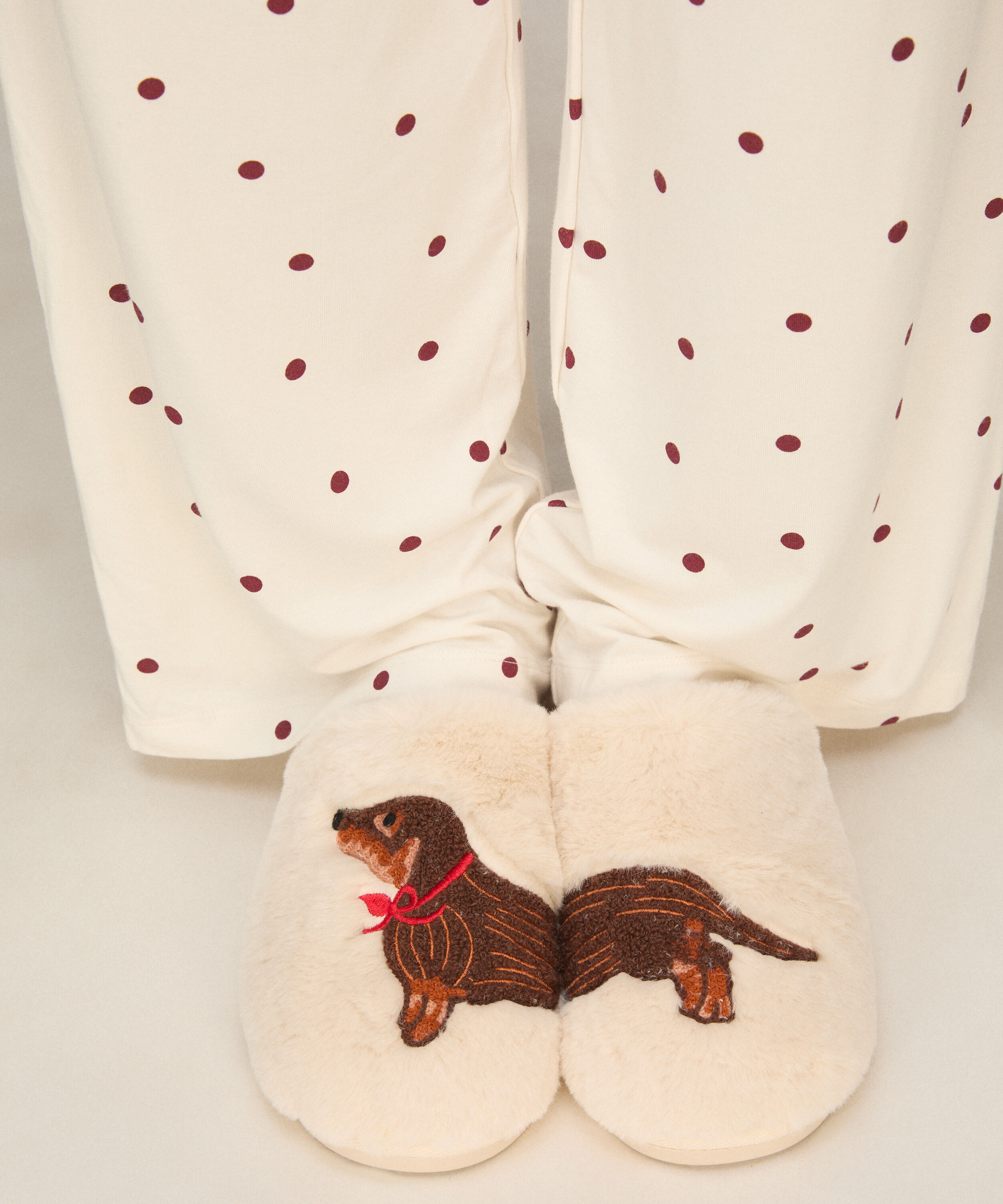 Tøfler Faux Fur, Hvit